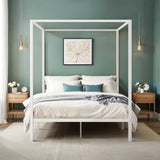 Hoomich Canopy Bed Frame Four Poster Metal Crossbar Easy Assembly