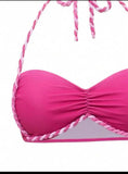 Sexy Pink Gradient Swimwear Women 2026 Pleate Push Up Drawstring Side Long Skirt 3 Piece Bikini Set Beach Bathing Suit Swimsuit