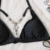 Bikini 2026 Sexy Crystal Diamond Hollow Vintage Solid Swimwear Swimsuit Women Bikinis Set Bathing Suit Beach Bikini Luxe Female