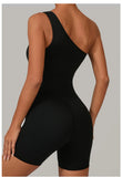 One Shoulder Women Sports Jumpsuit Sleeveless Yoga Rompers Backless Sportswear Women Workout One Piece Bodysuits Female
