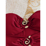 XS - L 6 Colors With Skirt Cut Out Women Swimwear Bandeau Metal Ring Bather Bathing Suit Swim One Piece Swimsuit Female K8108