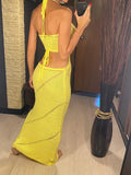 New Sexy Halter Tummy Cut Out Crochet Knitted Tunic Beach Cover Up Cover-ups Beach Dress Beach Wear Beachwear Female Women V5454