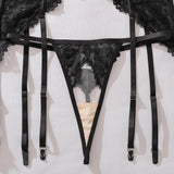 Lace see-through body shaping sexy three-point bra split three-piece set