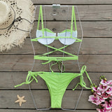 2024 Sexy Pleats Bikinis Set Micro Bikini Women Halter Swimwear High Cut Swimsuit Brazilian Biquini Beachwear Bathing Suit