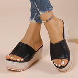 2025 Summer Chunky Platform Slippers for Women Pu Leather Wedges High Heel Sandals Woman Plus Size 36-43 Beach Sandles Female