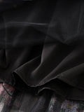 Early Fall Floral Print Ruffle Mesh Skirt Women Irregular Flowy A-line Midi Skirt for Travel, Beach, Shopping
