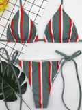 New Sexy Halter Striped Bikini 2025 Women Swimsuit Female Swimwear Two Pieces Bikini Set Brazilian Bather Bathing Suit Swim Lady