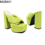 NASBAVI Summer New Style Fashion Waterproof Platform Super High Heel Women's Slippers Outdoor Party Open Toe Sandals High 14.5cm