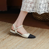 New 2025 Summer Women's Sandals Elegant Medium Heel Toe Mules Comfortable Office Women's Shoes Buckle Heels Dress Shoes