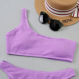 One Shoulder Bikinis 2026 Women Sexy Swimwear Female Brazilian Swimsuit Solid Beachwear Bathers Bathing Swimming Swim Suit