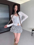 Sweet And Spicy Ballet F-length Skirt With Elastic Waist And Lace Hem Flared Cake-aped Ort Skirt For Young Women 8PO5