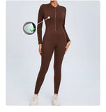 Women Sportwear Yoga Jumpsuit Zip Long Sleeve Back Open Outfit Fitness Tracksuit Tight One-piece Gym Overalls Sports Bodysuit