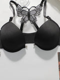 Hot selling 2-piece set of sexy red front button braissere beautiful back butterfly fashion bra push up women's set A2120