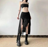 Sexy Irregular Y2K Skirts Women Vintage American High Waist Slim Slit Long Skirt Casual Lady Streetwear Retro Summer Skirts XGM8