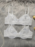 Ladies' New Sexy Thin Version With Steel Rim 3/4 Cup Knitted White Lifting And Gathering Two-Piece Set MR2562