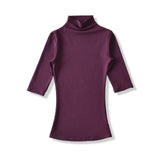New Pure Desire Style High Neck Slim Fit Base Solid Color Casual T-Shirt Charming For Woman Elegant Fashion Soft T-Shirt M8IL