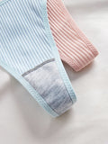 10PCS Women's Ribbed Cotton Thong Panties Low Waist Solid Color G-String Soft Breathable Underwear in Multi Colors