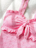 S - XL Floral Print Strapless Ruffled Frill Female Swimwear One Piece Swimsuit Women Monokini Bow Knotted Bathing Suit Swim Lady