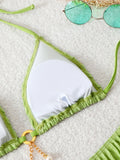 Triangle Halter String Bikinis 2026 Women Sexy Swimsuit Solid Ring Linked Swimwear Female Bathers Bathing Swimming Swim Suit