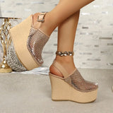 Platforms Sandals Women  Wedges High Heel  Sandals Summer Pointed Toe Fashion Shoes