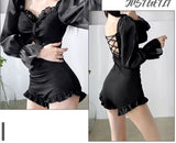 New long sleeved swimsuit for women slimming and conservative soaking in hot springs one-piece high-end sense swimsuit for women