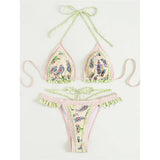 5 Colors Sexy Printed Halter Frilled Bikini Women Swimwear Female Swimsuit Two-Pieces Bikini Set Bather Bathing Suit Swim V4651