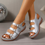 Fashion Buckle Decor Platform Sandals Women Plus Size 43 Summer Wedges Gladiator Sandals Woman Open Toe Thick Sole Beach Sandles