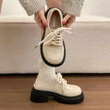 Elegant Lace-Up Platform Loafers for Women 2026 British Style High Heels Oxford Shoes Woman Preppy Style Pu Leather Shoes Female