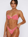 2026 Trendy Swimwear – Chic Red & White Plaid Bikini with Feminine Charm Perfect for Beach Wear and Pool Parties Summer Getaway