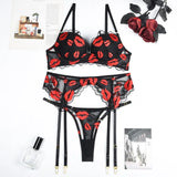 Toucheart Sexy Bra Lingerie 2-piece Set Mesh Transparent Bodysuit Heart Embroidery Lace Hollow Underwear Sexy Bras Body Femme