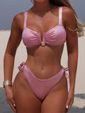 U Shaped Glitter Sparkling Shiny Bikini Female Swimsuit Two-Pieces Bikini Set Women Swimwear Brazilian Bathing Suit Bather V7564