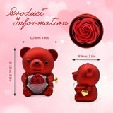 Teddy Bear Rose Gift Box, Jewelry Box with Hidden Space for Ring or Earrings,Jewellery Not Included,for Mother's Day,Anniversary