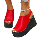 Fish Mouth Leopard Fashion Casual Wedge Heel Slippers for Women's 2026 Summer New Open Toes Breathable Comfortable Beach Sandals