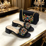 doershow High Quality African Style Ladies Shoes And Bags Set Latest silver Italian Shoes And Bag Set For Party HWS1-15