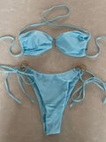 2026 Halter Bikinis Women Padded Swimwear Female Sexy Ring Linked Swimsuit Solid Bathers Bathing Swimming Swim Suit Beachwear