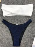 Sexy Sparkling Shiny Ribbed Bandeau Bikini 2025 Women Swimsuit Female Swimwear Two piece Bikini Set Triangle Bathing suit Swim