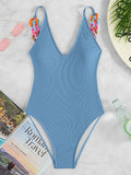 3 Colors Sexy One Piece Swimsuit Swimwear Women Deep V-neck Colorful Chain Solid Bathing Suit Beachwear 2026 New Bikinis Mujer