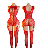 Ultra Hot Crotchless Lingerie Open Bra Erotic Costumes Transparent BodySuits Adults Hanging Neck Bodystockings Fishnet Underwear