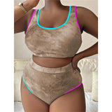 0XL - 4XL New Tie Dye Bikini Large Size Swimwear Plus Size Women Swimsuit Female Two-pieces Bikini set Bather Bathing Suit V5948