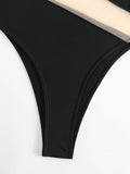 Splicing Mesh See Through One Shoulder Female Swimwear One Piece Swimsuit Women High Cut Monokini Mesh Bathing Suit Swim Lady