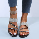 Sparkling Rhinestone Slides for Women - Comfy Open Toe Flats for Indoor & Outdoor Wear 2026 New