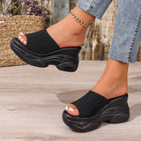 Peep Toe Wedge Heel Slippers Women Breathable Knitted Chunky Platform Sandals Woman Plus Size 43 Thick Sole Summer Sandals 2026