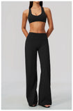 Summer 2 Piece Yoga Sets Women Tight Back Cross Sports Bra High Waist Peach Hip Wide Leg Pants Gym Running Fitness Workout Suits