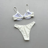 2026 New Women's Underwire Bikini Set Solid Color Strappy Swimsuit Rivet Decor Micro Bikini Sexy Backless Bathing Suit Beachwear