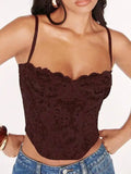 Lace Fishbone Crop Top Hot Girl Slim Fit Tank Top Sexy Body Shaping Backless Backless Deep V Suspenders Sleeveless Top 2RZV