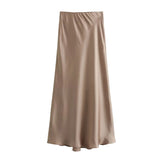 Foridol Autumn Winter Burgundy Satin Skirt Women Party Silk Skirt High Waist Straight Long Faldas Mujer Christmas Skirt