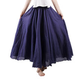 Maxi Skirt Double Layer Women Skirt A-Line Loose Fit Elastic Waist Solid Color Design Flowy Skirt Spring Summer Casual Wear