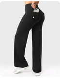 High Waist Pocket Yoga Pants for Women - Stretch Breathable Gym Workout Leisure Tummy Control Tights with Pockets