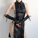 Women Sexy Chinese Traditional Cheongsam Qipao Dress Lingerie High Split Bandage Mini Uniform Dresses Costumes