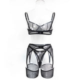 Toucheart Erotic Lingerie Comfortable Mesh Sexy Body Shaping Ultra-thin See-through Sexy Underwear Four-piece Set with Stockings